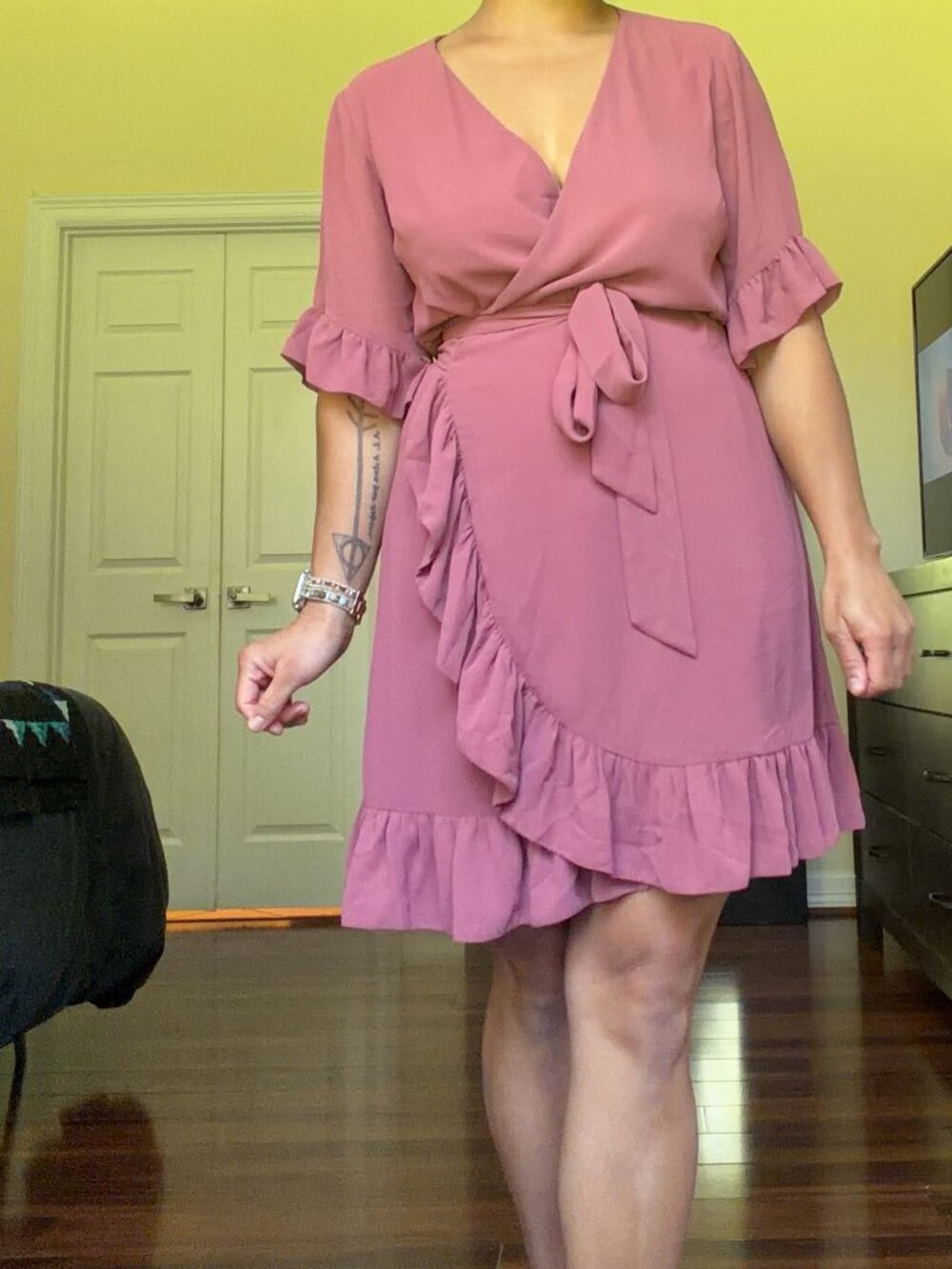 Pink Gianni Bini Flutter Wrap Dress